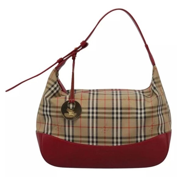Burberry Handbags - Burberrys Nova Check Shoulder Bag Canvas Beige Red gold Auth